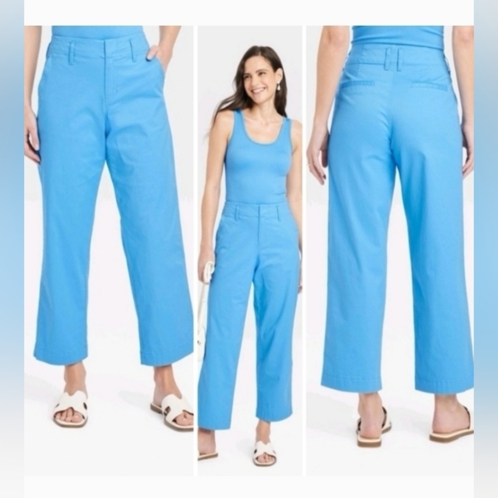 A New Day Women's High Rise Straight Ankle Chino Pants Stretch Elastizado Relaxe